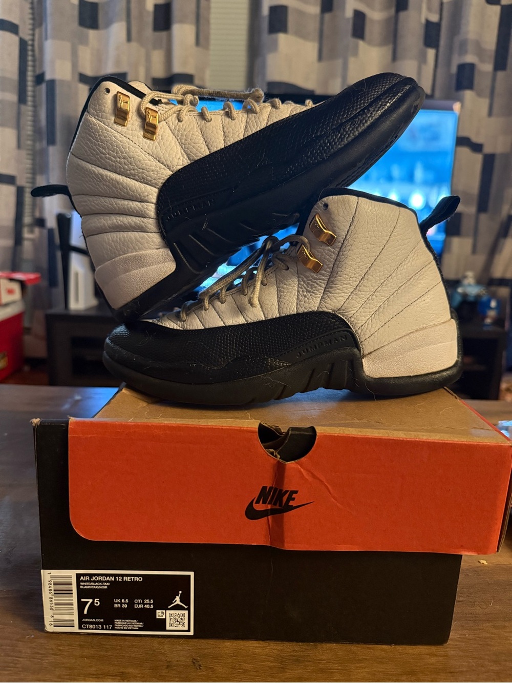 Nike Kids Sneakers in White, Black with Gold Accents